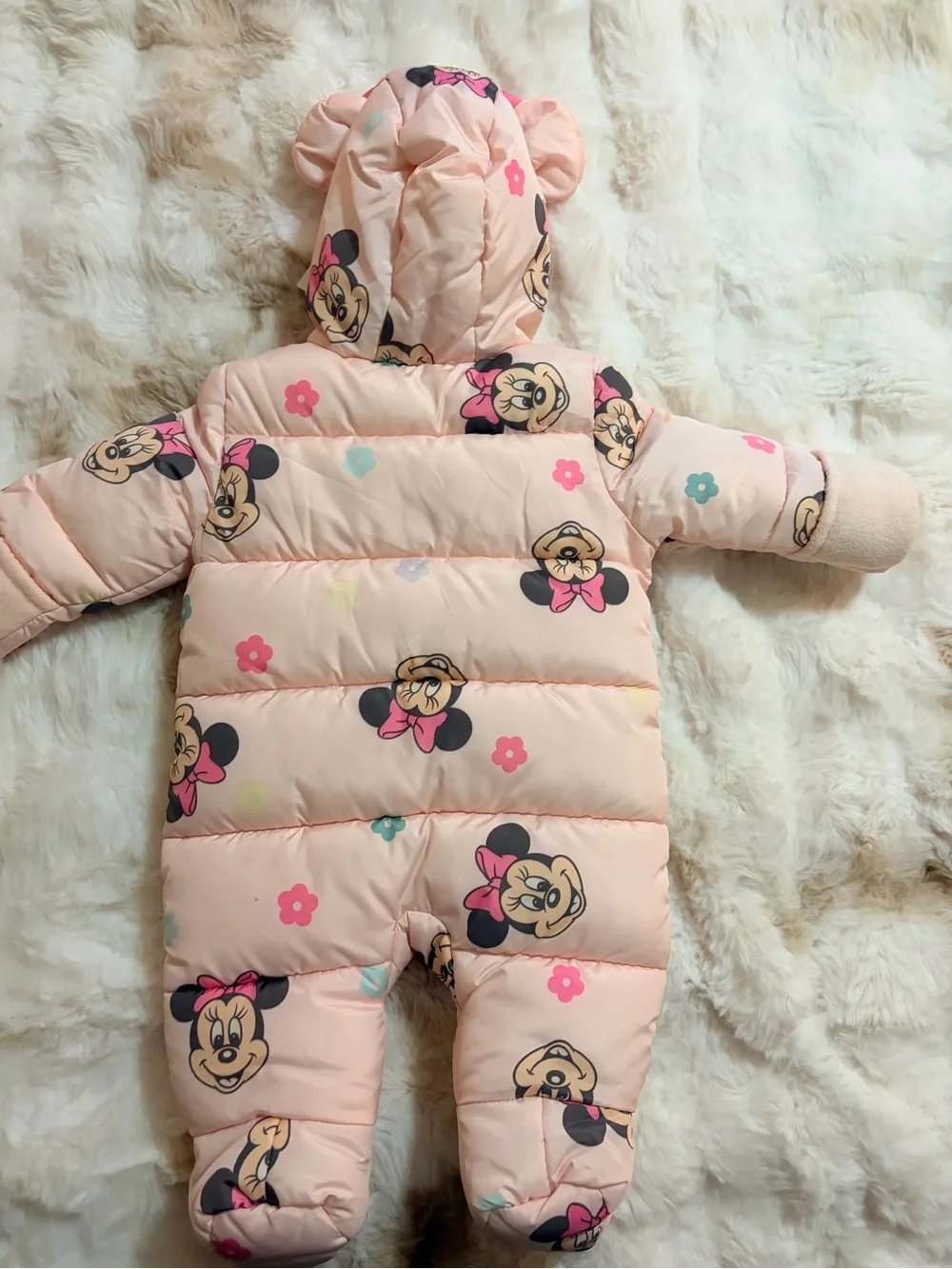 Disney Pink Minnie Mouse Puffer Footed One-Piece